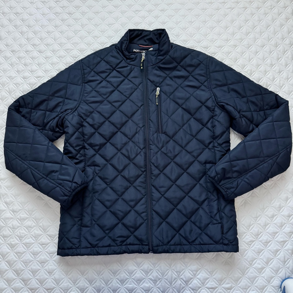 Hawke & Co. HK Quilted Heritage Full Zip Jacket Coat Navy Blue Size M